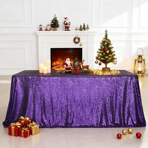 Miniatura 37 de SquarePie Mantel de lentejuelas de 60 x 102 pulgadas, azul bebé brillante, mantel de mesa para bodas y fiestas