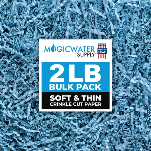 MagicWater Supply Papel de corte arrugado suave y fino, 2 libras, color azul bebé, relleno de papel para envolver regalos, relleno de cestas,