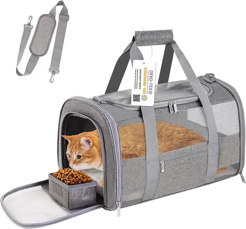 Miniatura 11 de Transportín para Gatos Transportín para Mascotas Aprobado por Aerolíneas para Perros Pequeños Gatos Cachorros Plegable de Lados Suaves Bolsa de Negro