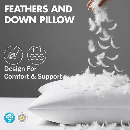 Miniatura 3 de MIULEE - Relleno de almohada de 12x16 pulgadas con plumas y plumón, almohada esponjosa y cómoda con tela de algodón para cama, sofá y sillón