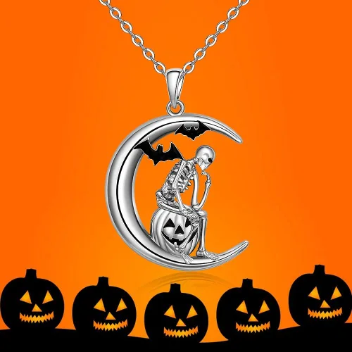 Miniatura 9 de Flamingo Necklace Halloween Skeleton Cat Necklace Turtle Axolotl Hummingbird Necklaces for Women 925 Sterling Silver Cute Animal Jewelry Christmas