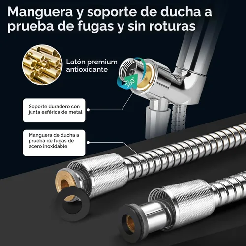 Miniatura 6 de Cobbe Cabezal de ducha de 9 funciones con rociador eléctrico integrado, interruptor de palanca de encendido y apagado de ahorro de agua de 1.8 GPM