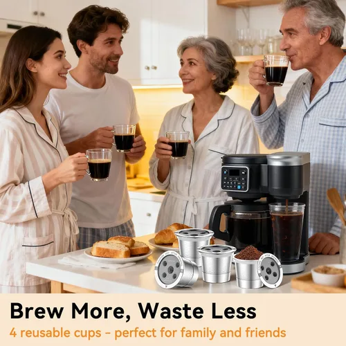 Miniatura 8 de CAPMESSO Tazas K reutilizables para Keurig: 4 cápsulas de café de acero inoxidable Filtros de café de metal de 5 agujeros para Keurig K Supreme/K