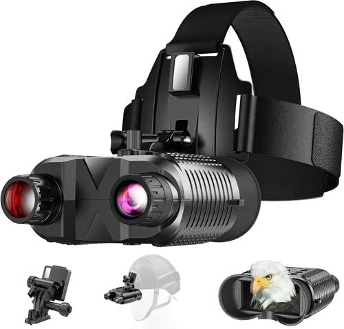 Gafas de visión nocturna montadas en la cabeza, prismáticos de visión nocturna de 1312 pies compatibles con casco táctico militar, enfoque largo
