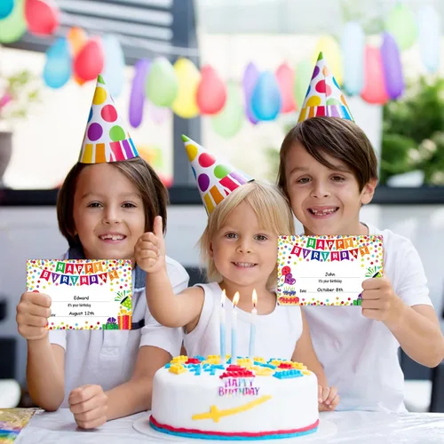 Miniatura 3 de FaCraft Certificados de cumpleaños para el aula de los niños – 36 piezas de confeti de feliz cumpleaños certificados para estudiantes de profesores