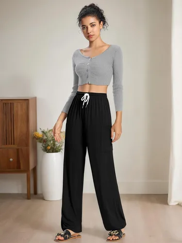 Miniatura 6 de QIANXIZHAN - Pantalones harem para mujer, pantalones palazzo hippie, joggers bohemios con bolsillos, ropa de yoga