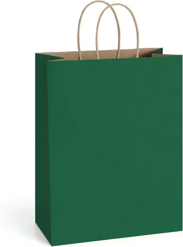 Miniatura 6 de BagDream Bolsas de regalo de 10 x 5 x 13 pulgadas, 50 bolsas de papel kraft grandes de rayas rojas con asas a granel para compras, mercancía, venta