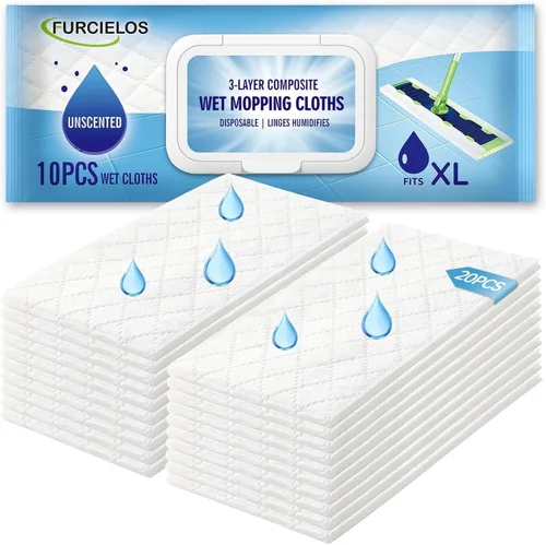 Miniatura 8 de 20 paños de limpieza húmedos XL resistentes compatibles con Swiffer Sweeper XL Mop, almohadillas húmedas desechables tamaño XL para limpieza
