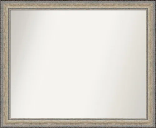Miniatura 519 de Amanti Art Espejo de baño plateado para sobre fregadero, 28 x 47 pulgadas, espejo rectangular de plata imperial, marco de madera tradicional de gran