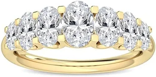 Miniatura 4 de CUSTOMIZE JEWELS 1.57 Ctw Oval Shape White Lab Grown Diamond In 14K White Yellow Rose Gold Side Stone Engagement Ring,F-GVS1-VS2