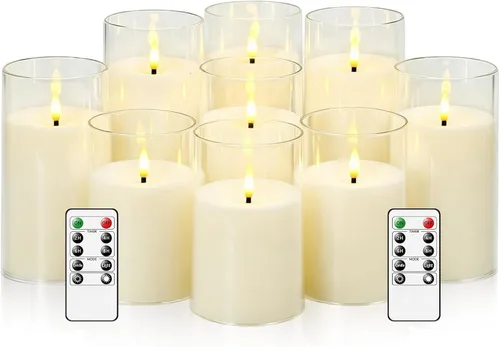 Miniatura 6 de kakoya Velas Parpadeantes sin Llama que Funcionan con Baterías con Control Remoto y Temporizador de 2/4/6/8 H Velas LED de Pilar Acrílicas Paquete