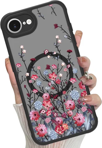 Miniatura 13 de Funda magnética para iPhone 17 Pro [compatible con MagSafe], bonita funda de moda con estampado de leopardo negro, translúcida, mate, parte trasera