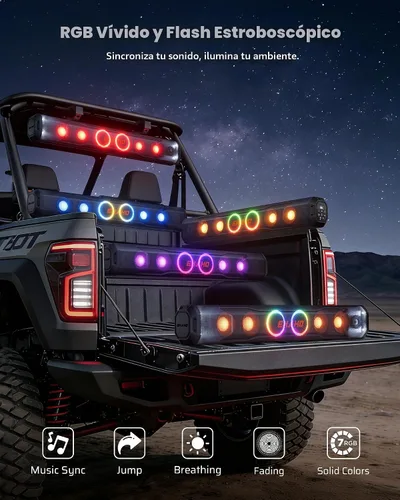 Miniatura 4 de Ehaho Barra de sonido UTV de 8 altavoces de 35 pulgadas, altavoces Bluetooth para carrito de golf [RGB y luz estroboscópica que cambia de color]