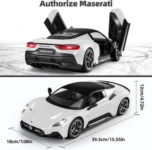 Miniatura 4 de MIEBELY Maserati - Auto de control remoto, puerta que se abre a escala 1:12, auto de juguete Rc 7.4 V 900 mAh, con licencia de 7.5 mi/h, autos