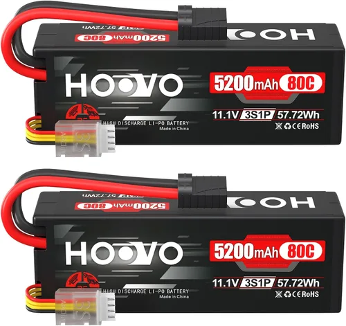 HOOVO 3S 11.1V Lipo Battery 5200mAh 80C Estuche rígido con enchufe TR para coche RC, barco, camión, carreras, pasatiempos, FPV, modelo de carreras