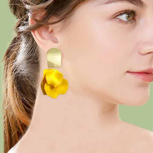 Miniatura 3 de Aretes colgantes de pétalos de rosa, aretes bohemios de flores acrílicas, aretes grandes de resina floral para mujeres, mujeres, novia, ideales