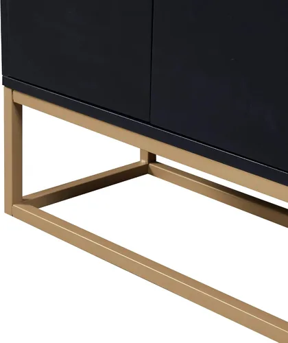 Miniatura 6 de LUMISOL Armario de almacenamiento moderno con puertas y estantes ajustables, aparador de cocina de madera con base de metal y mesa de valla