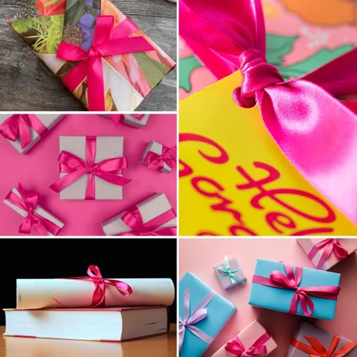 Miniatura 3 de Cinta rosa intensa de 1-1/2 pulgadas x 25 yardas, cinta de satén de tela de color rojo rosa sólido para envolver regalos, manualidades de bricolaje