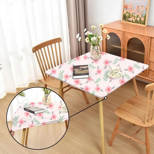 Miniatura 64 de Mantel ajustado blanco con elástico para mesas plegables de 48x48 pulgadas, manteles lavables y elásticos de elastano para mesas de cartas, manteles
