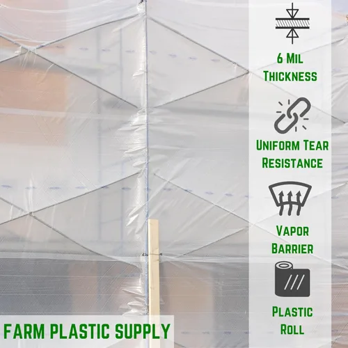 Miniatura 2 de Farm Plastic Supply - Lámina de plástico transparente reforzada con hilo Dura Skrim - 6 mil - (16 x 100 pies) - Rollo de película de polietileno