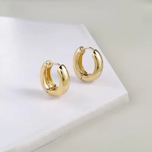 Miniatura 4 de Aretes de aro pequeños y gruesos de oro ligeros para mujer
