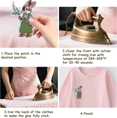Miniatura 3 de 20 PCS Parches Bordados Vintage de Planchar para Ropa, Parches Aplicados Estéticos Femeninos para Coser para Mujeres, Lindo Parche de Bordado