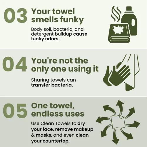 Miniatura 8 de Clean Skin Club Bamboo Viscose Clean Towels XL 100% USDA Toalla facial a base de biológicas USDA, toalla facial desechable, toallitas secas