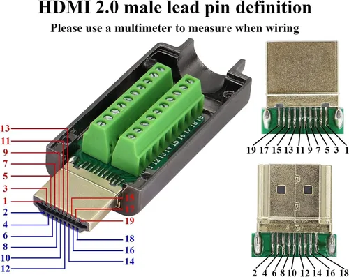Miniatura 4 de Adaptador de terminal de tornillo HDMI sin soldadura, módulo HDMI macho sin soldadura, caja de conexiones, conector de cable HD, módulo de señal