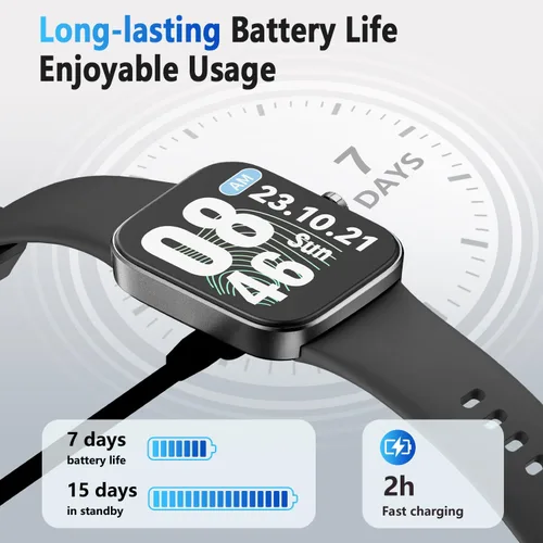 Miniatura 4 de Reloj inteligente para hombres y mujeres, pantalla táctil HD de 1.85 pulgadas, notificaciones/llamadas Bluetooth, IP68 impermeable, más de 140 modos