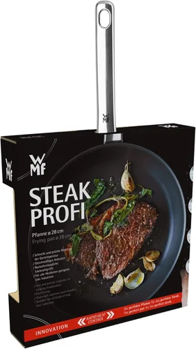 Miniatura 12 de WMF Sartén profesional para carnes de 11.0 in, ideal para sellar, material multicapa, control de calor rápido, sartén recubierta Negro