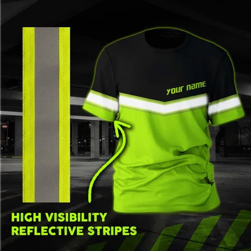 Miniatura 5 de Empresa, Equipo Uniforme Camisa de Alta Visibilidad para Hombres Camisa de Seguridad Logotipo Personalizado Nombre con Cintas Reflectantes AMZ02