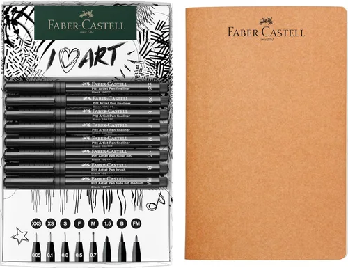 Miniatura 4 de Faber-Castell 267102 Juego de bocetos de 9 piezas con cuaderno de bocetos y bolígrafos de tinta Pitt Artist Pen