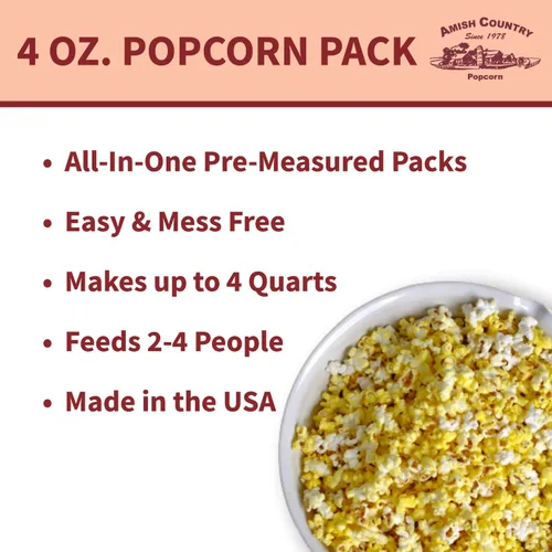 Miniatura 3 de Amish Country Popcorn Paquetes de palomitas de maíz de grano amarillo medio todo en uno, medidos previamente para máquinas de palomitas de maíz e