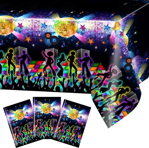 Avezano 3 manteles de mesa de discoteca de los años 70 para decoración de fiesta de los años 70, decoraciones de fiesta de plástico de los años 70