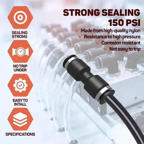Miniatura 4 de Utah Pneumatic Conexiones en T de 1/4 "Push To Connect (paquete de 10) Línea de aire y acoplador neumático de conexión rápida Conector de tubo