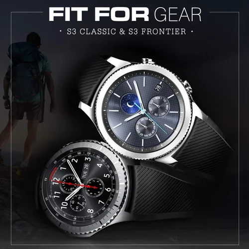 Miniatura 2 de TiMOVO Correa compatible con Samsung Gear S3 Frontier/Galaxy Watch 3 1.772 in/Galaxy Watch 1.811 in, 0.866 in Correa de silicona suave para S3 Negro