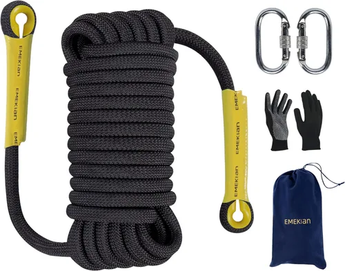 Cuerda de escalada para interiores y exteriores, 10/12/0.551 in (32FT/49FT/65FT/98FT), cuerda de escalada en roca estática para cuerda de escape,