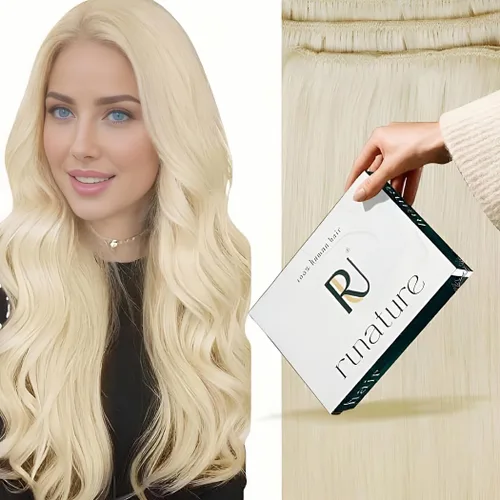 Miniatura 17 de RUNATURE Extensiones de cabello humano rubio con trama para coser, para mujer, añade volumen al cabello, 12 pulgadas, 2.47 onzas (2.47 oz), reflejos