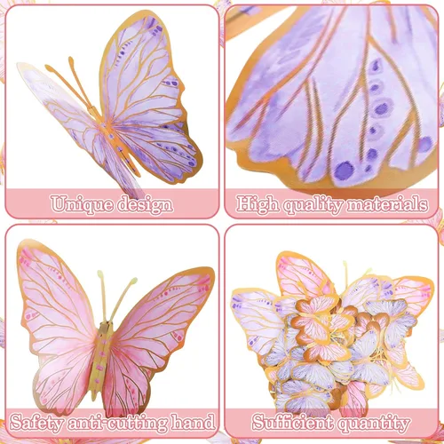 Miniatura 3 de Outus 48 piezas de decoración de fiesta de mariposa grande 3D de 12 pulgadas, 8 pulgadas, 4 pulgadas, centros de mesa de mariposa grandes para Rosa