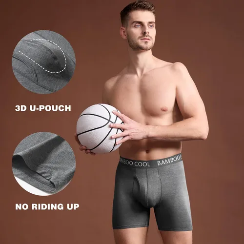 Miniatura 3 de BAMBOO COOL Calzoncillos tipo bóxer ultra ComfortSoft para hombre, absorben la humedad y son transpirables, no se suben con bragueta, paquete