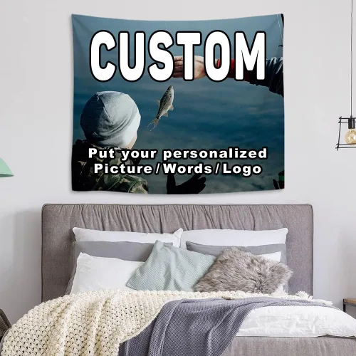 Miniatura 15 de KafePross Tapiz personalizado para colgar en la pared, 30 x 30 pulgadas, personaliza tu imagen, texto, dormitorio, pancarta para dormitorio