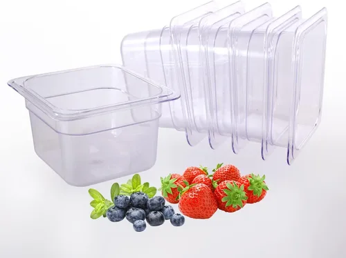 Miniatura 3 de Sartén de plástico transparente de policarbonato apilable de tamaño completo, sartenes para restaurantes, recipientes comerciales