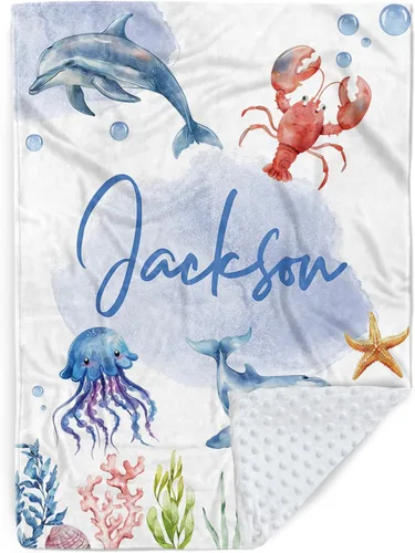 Miniatura 21 de Manta de bebé personalizada para niños, manta de bebé personalizada con nombre, franela suave con respaldo de puntos de doble capa, manta de Rocket