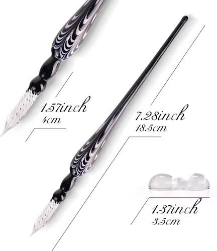 Miniatura 2 de Juego de plumas de inmersión de vidrio, pluma de caligrafía, pluma de firma de cristal para arte, escritura, firmas, decoración y regalo de negocios