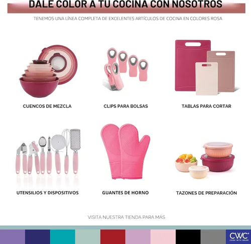 Miniatura 9 de COOK WITH COLOR Tazones de preparación con tapas - Juego de tazones pequeños de plástico para mezclar anchos y profundos que se anidan con tapas