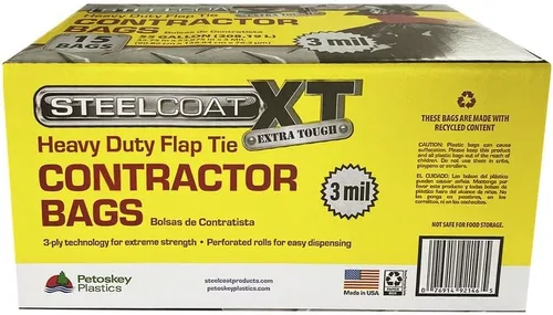 Miniatura 3 de Steelcoat Bolsas de basura XL para contratistas de 55 galones, extra resistentes, 3 mil, 15 unidades, color negro, fabricadas en Estados Unidos