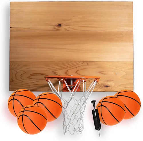 Elite - Juego de mini aro y pelota de baloncesto, montaje en pared, tablero de cedro fabricado en los Estados Unidos. Incluye aro de 9 pulgadas,