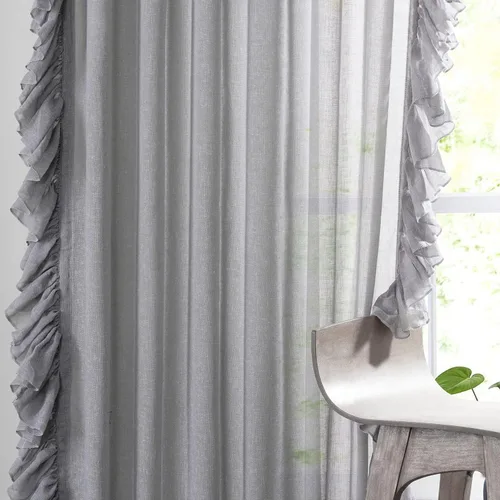Miniatura 5 de HPD Half Price Drapes Cortinas traslúcidas con volantes para dormitorio y sala de estar, 50 x 84 pulgadas, lino (1 panel), cortinas con dobladillo