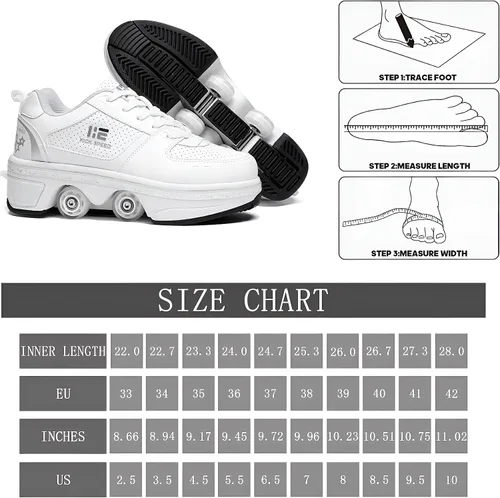 Miniatura 5 de Zapatos patines 2 en 1 con 4 ruedas retráctiles y zapatillas de deformación emergentes para deportes al aire libre y patinaje para niñas y niños