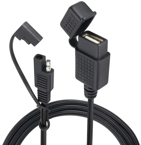 Miniatura 4 de Cable SAE a USB de 18 AWG, SAE a 2.1 A, adaptador de conector de enchufe de alimentación de puerto USB impermeable con cubierta a prueba de polvo